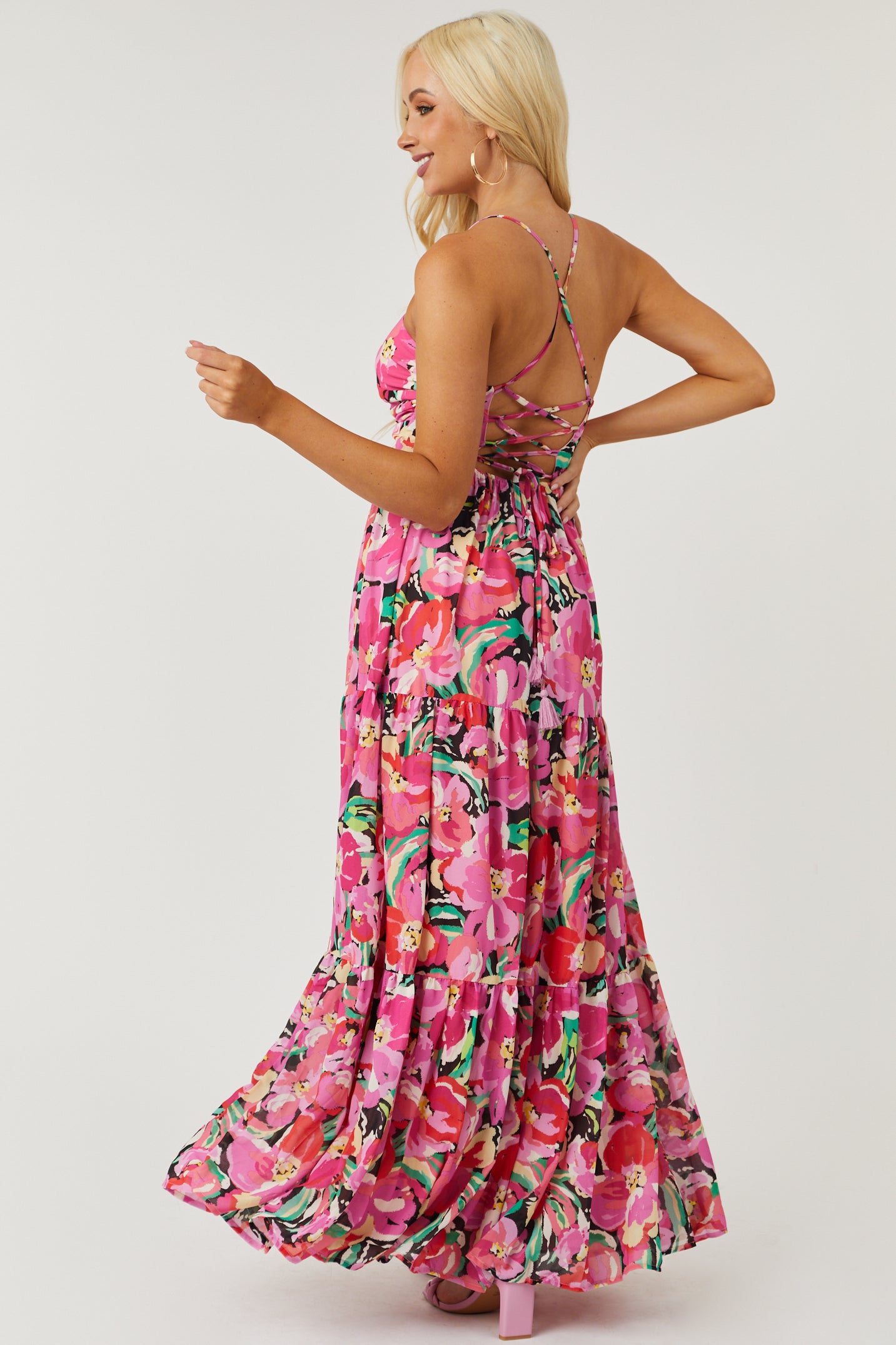 Halle Printed Halter Maxi Dress - Fuchsia Floral – Natural Life