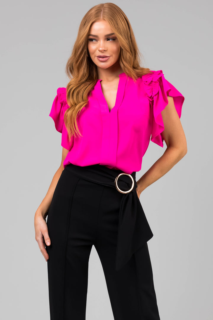 short ruffle sleeve blouse