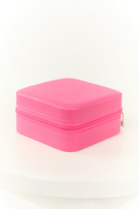 Fuchsia Small Zippered Jewelry Organizer Box