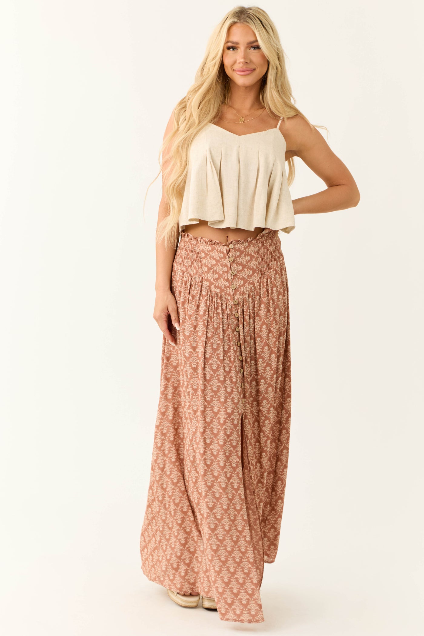 Ginger Abstract Floral Print Maxi Skirt