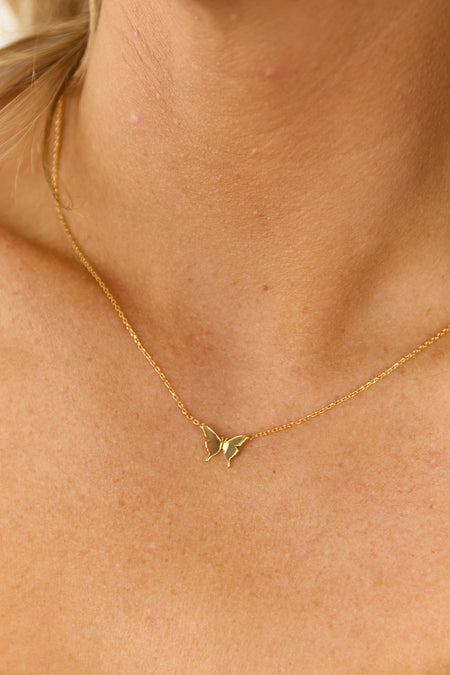 Gold Dainty Butterfly Pendant Necklace