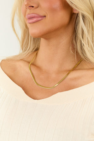 Gold Herringbone Chain Minimalist Necklace