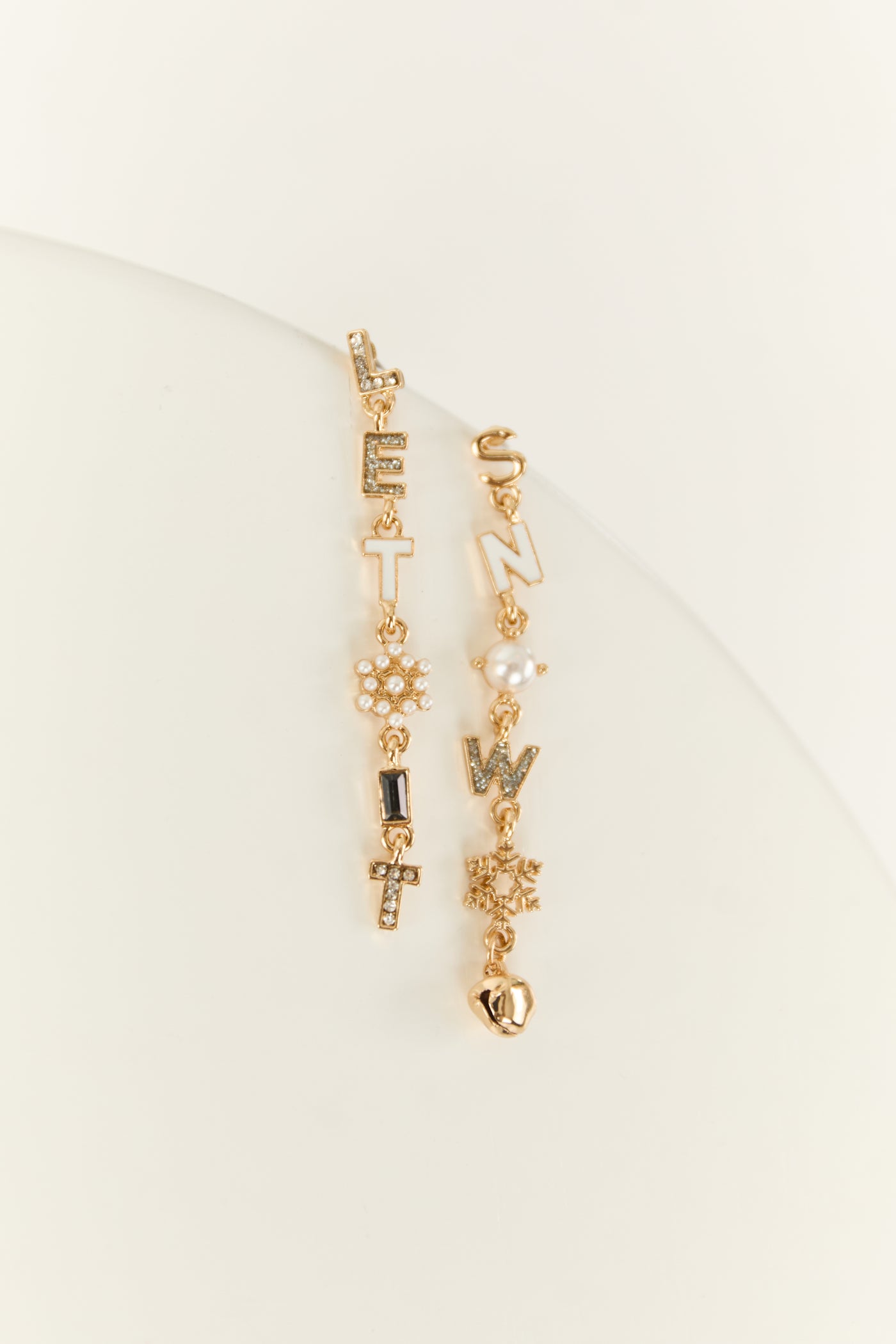 Gold Let It Snow Jingle Bell Drop Earrings