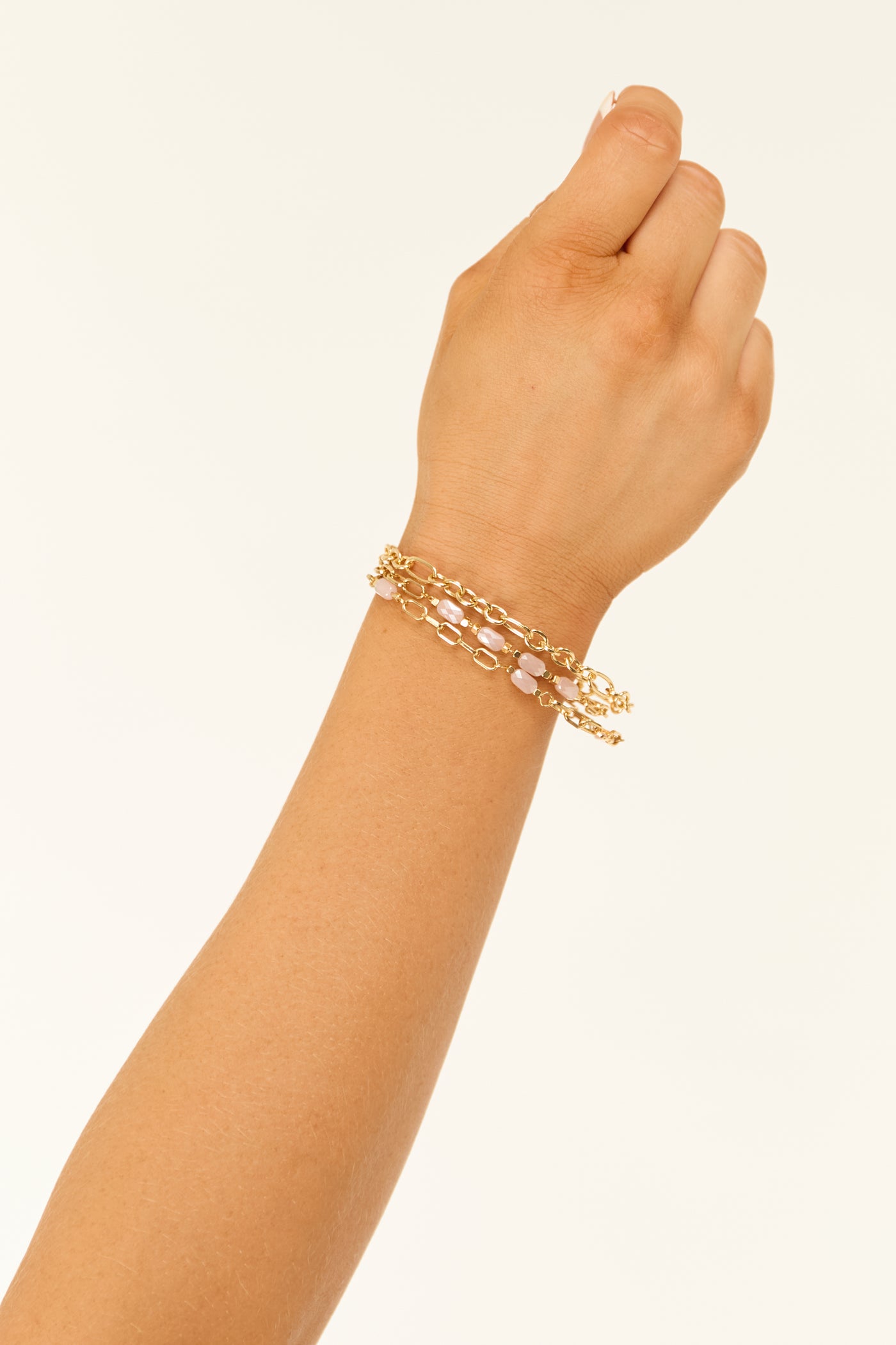 Gold Metallic Layered Rectangle Chain Bracelet