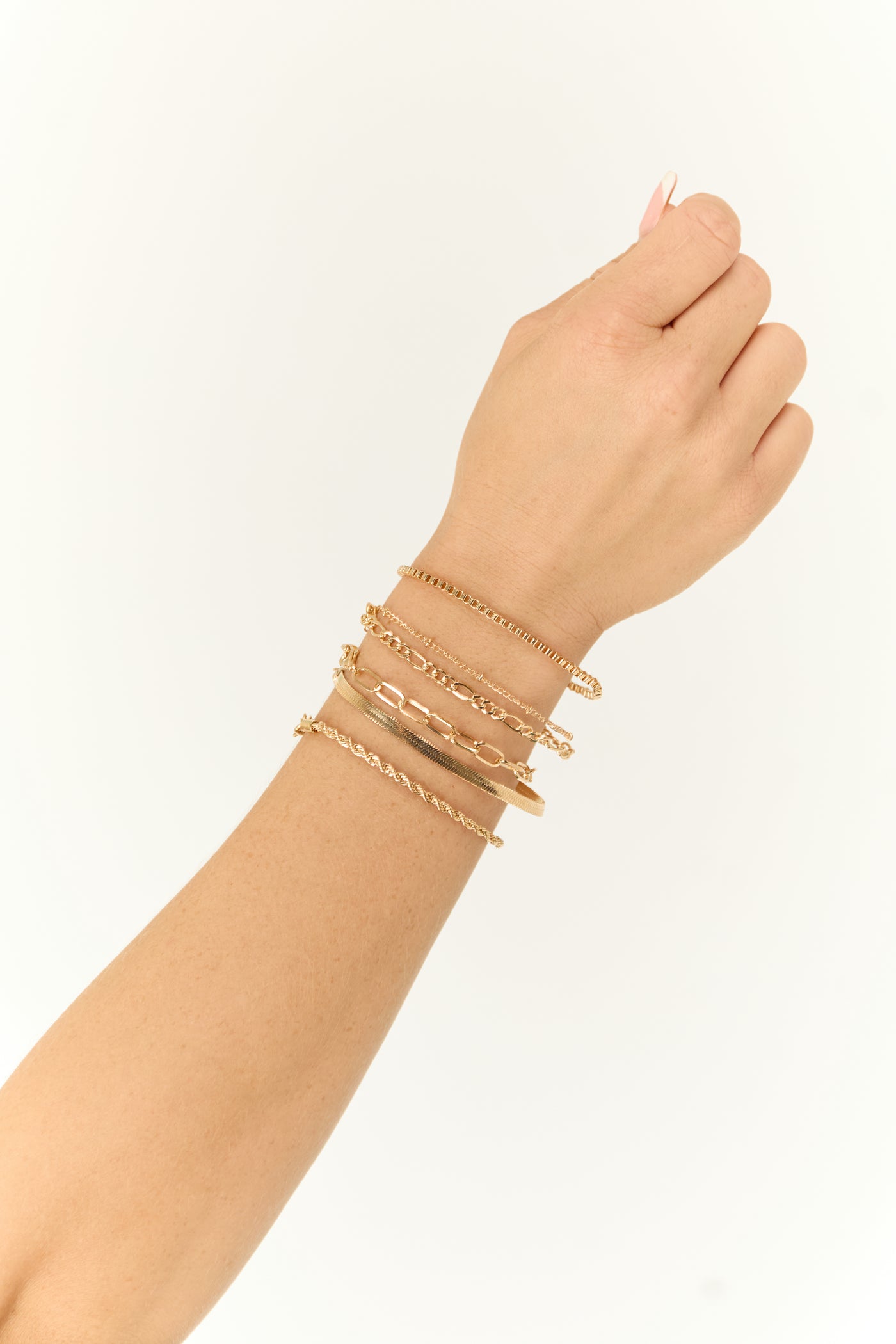 Gold Multi Style 6 Chain Bracelets