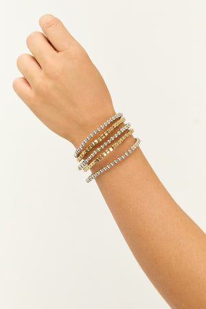 Gold and Silver Beaded 5 Piece Bracelet Set