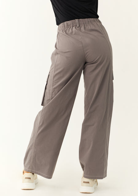 Graphite Exposed Seam Wide Leg Cargo Pants