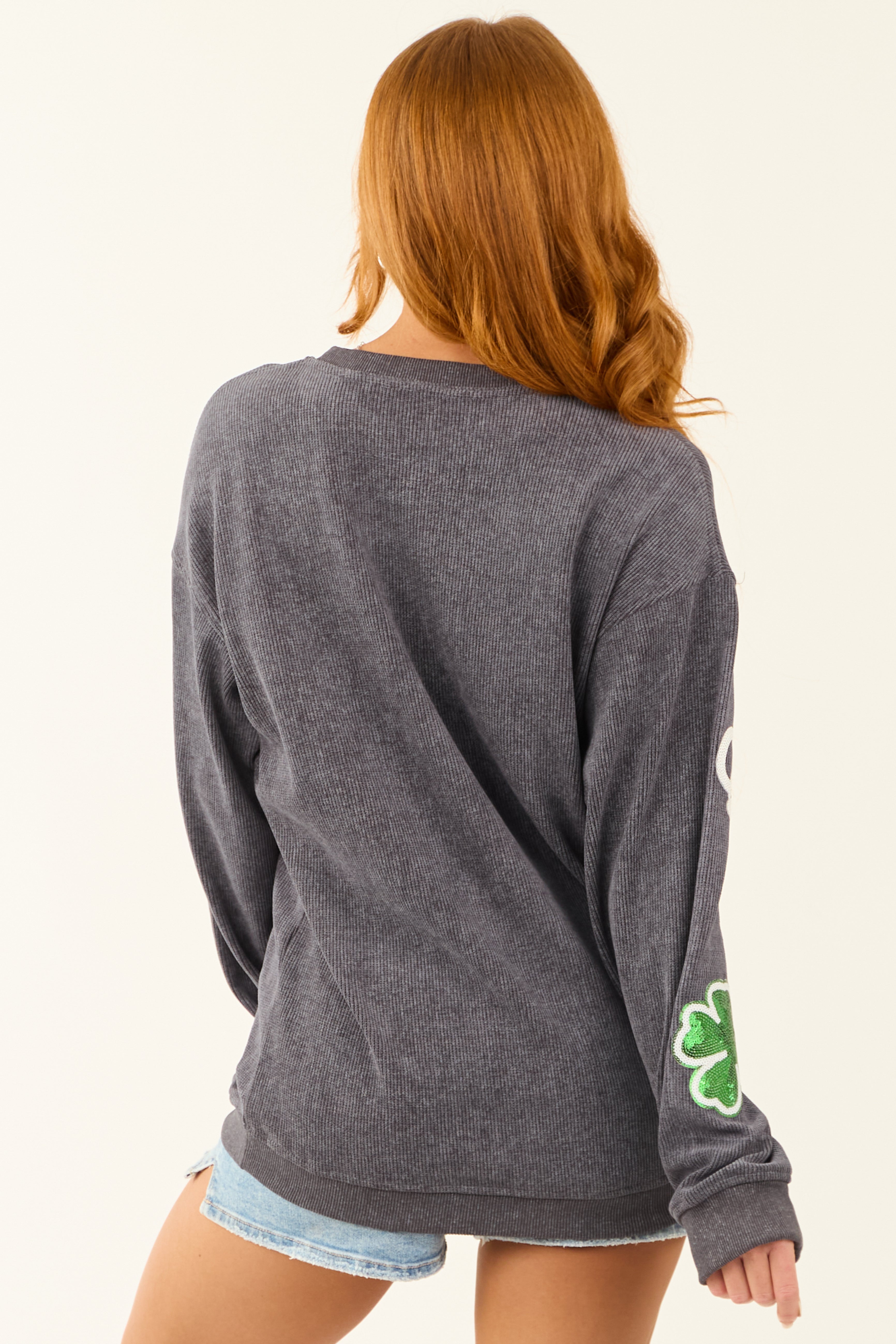 Graphite Ribbed St Patricks Graphic Sweatshirt