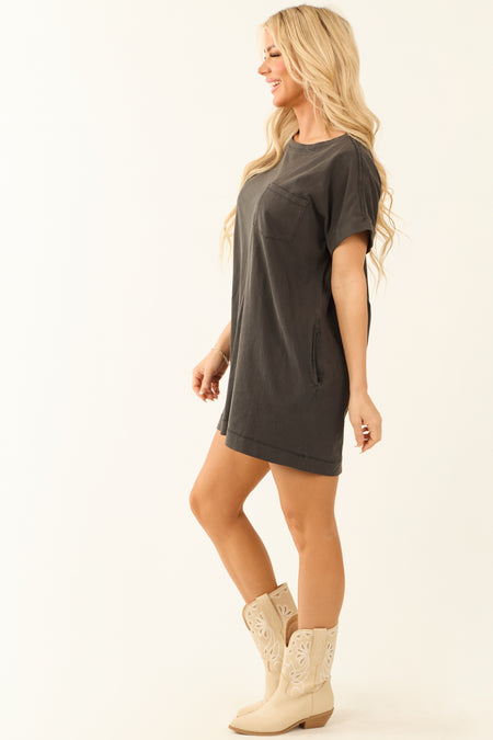 Graphite Short Sleeve Chest Pocket Tee Shirt Dress