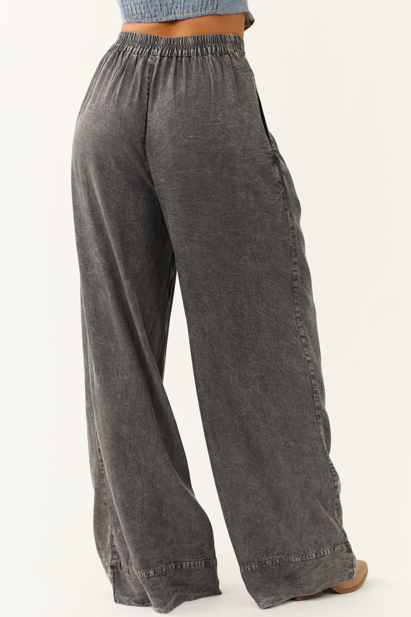 Graphite Washed Wide Leg Pants