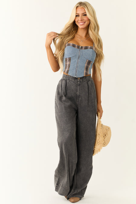 Graphite Washed Wide Leg Pants