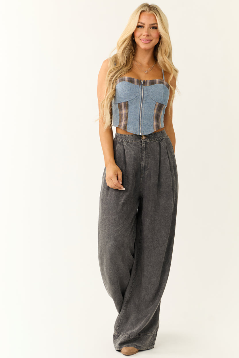 Graphite Washed Wide Leg Pants