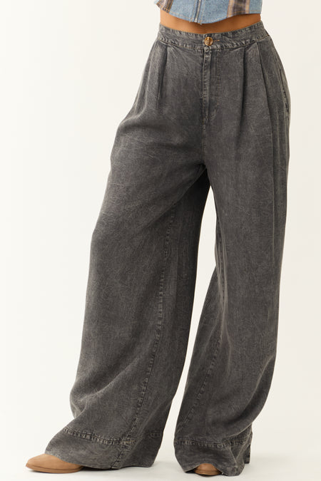 Graphite Washed Wide Leg Pants