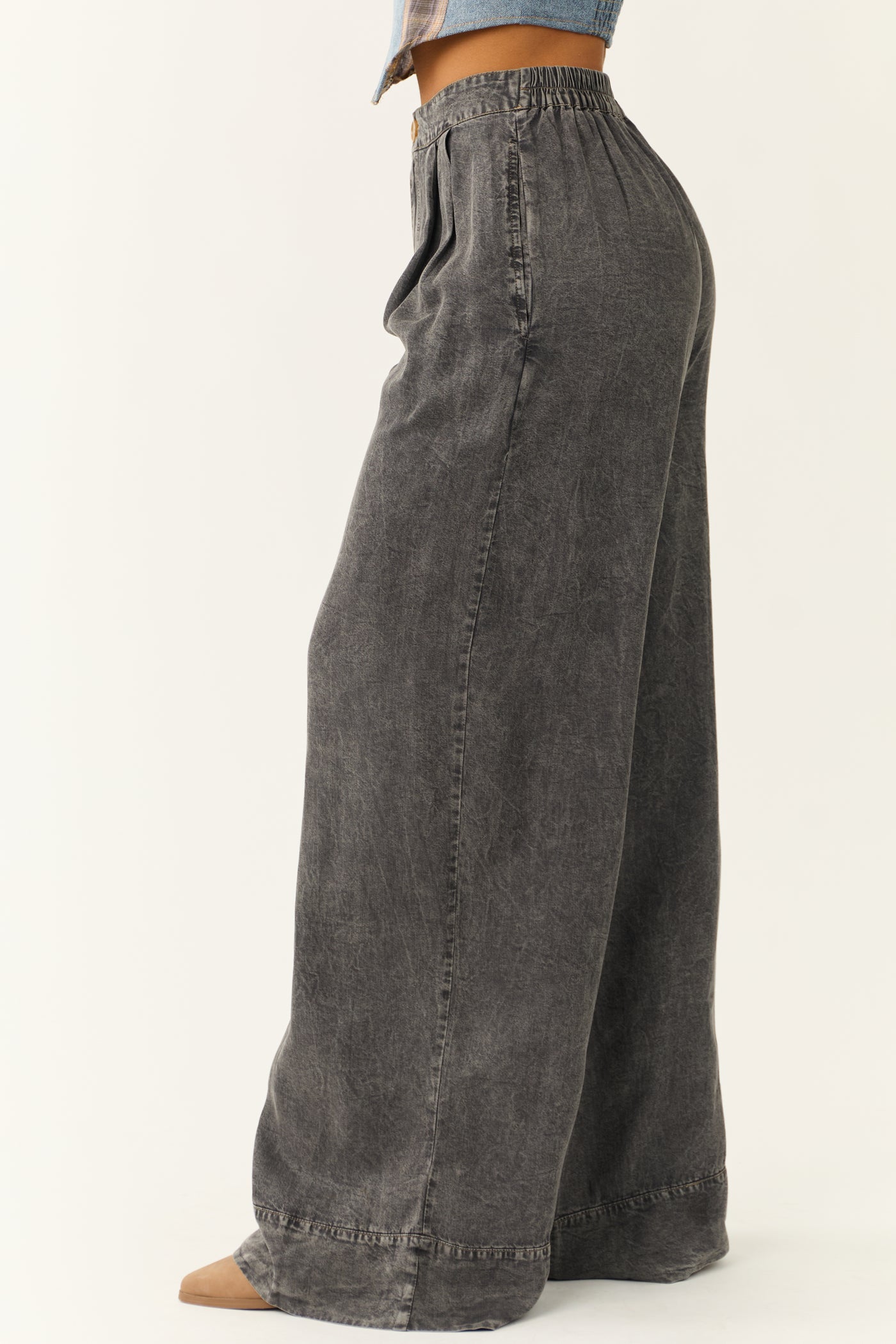 Graphite Washed Wide Leg Pants