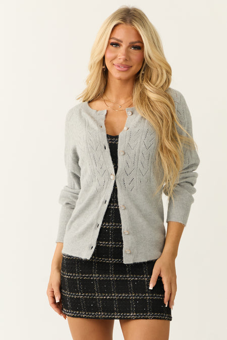 Heather Grey Button Down Lightweight Knit Cardigan