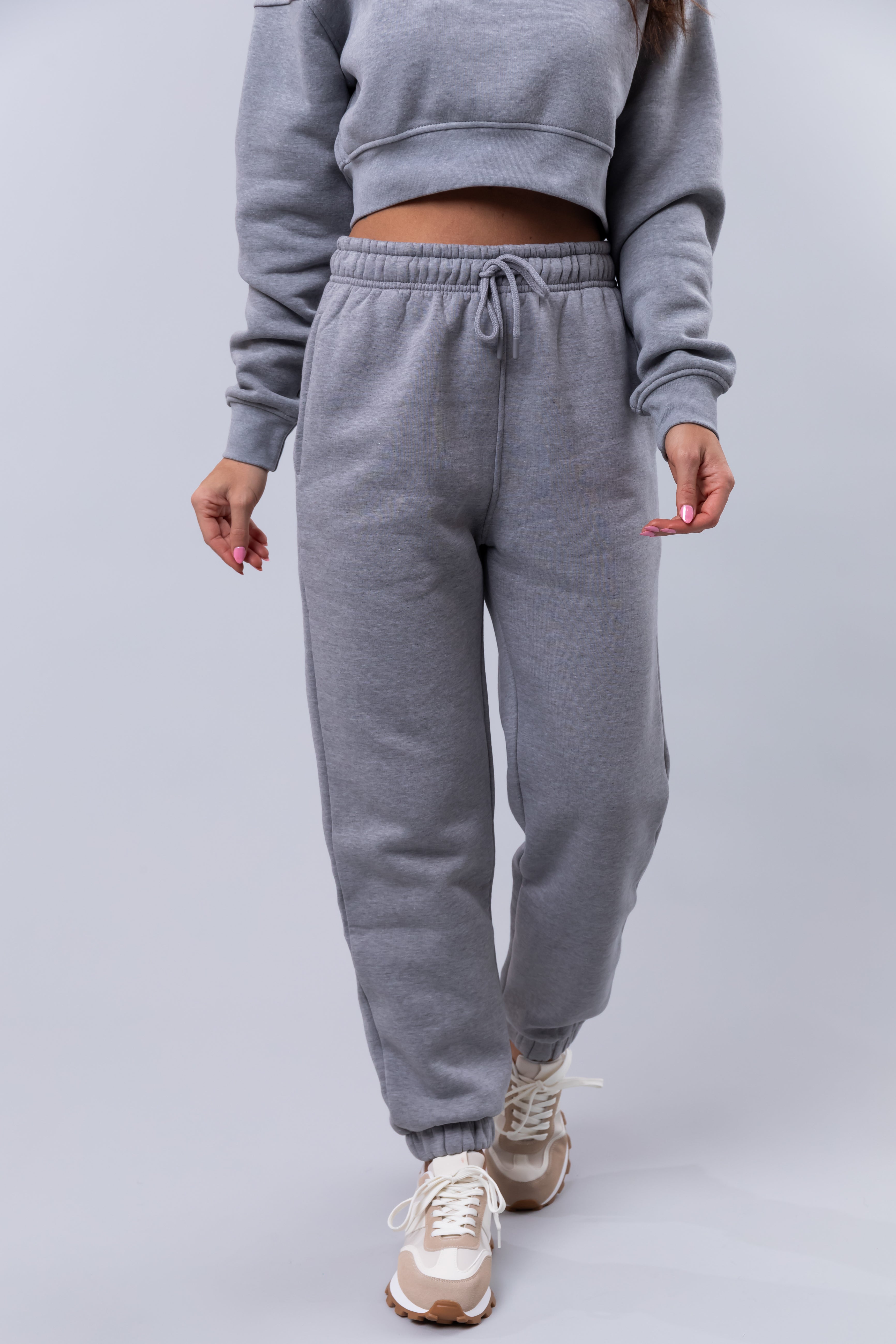 Heather Grey Fleece Drawstring Sweatpants