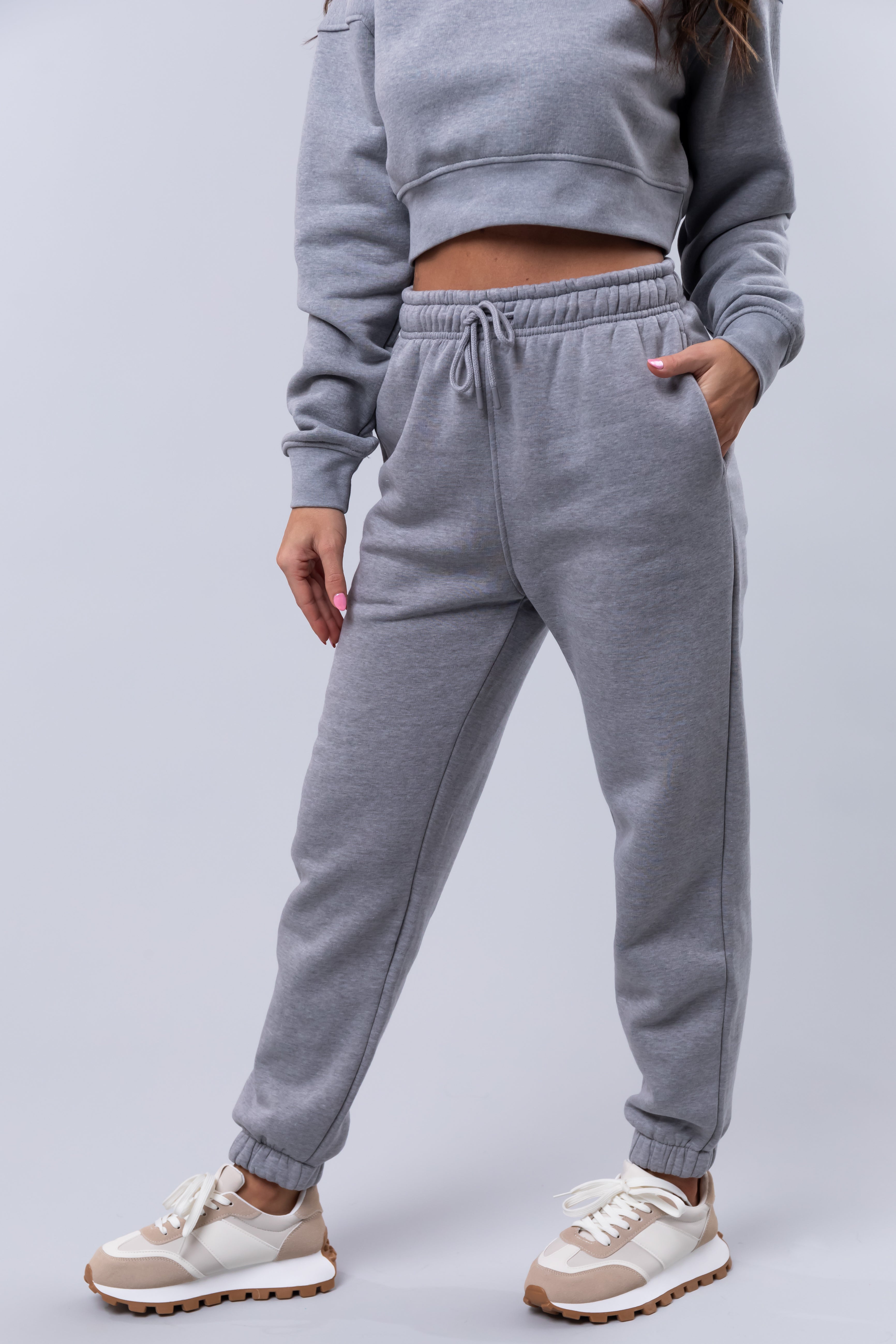 Heather Grey Fleece Drawstring Sweatpants