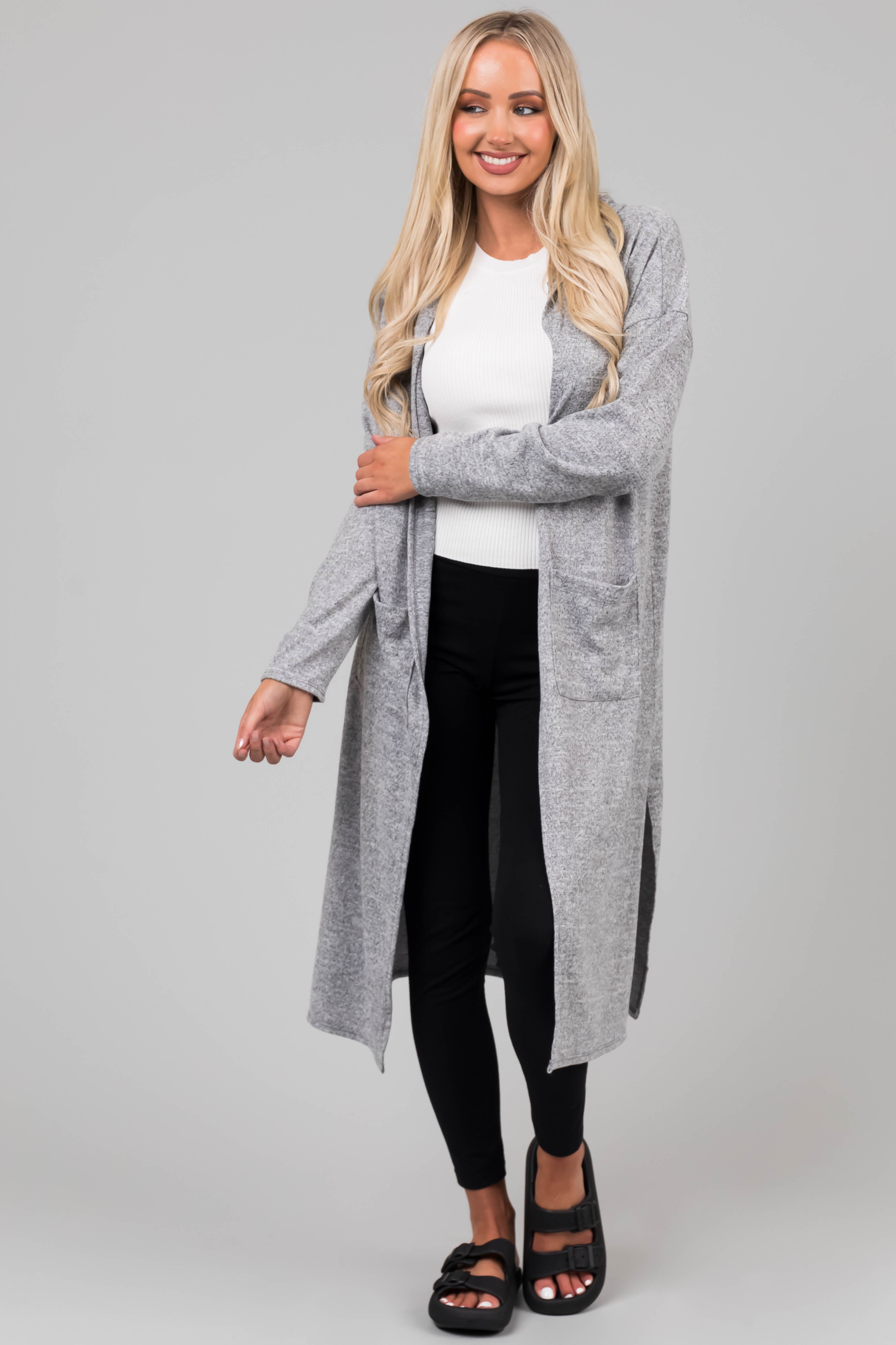 Long sleeve duster online cardigan