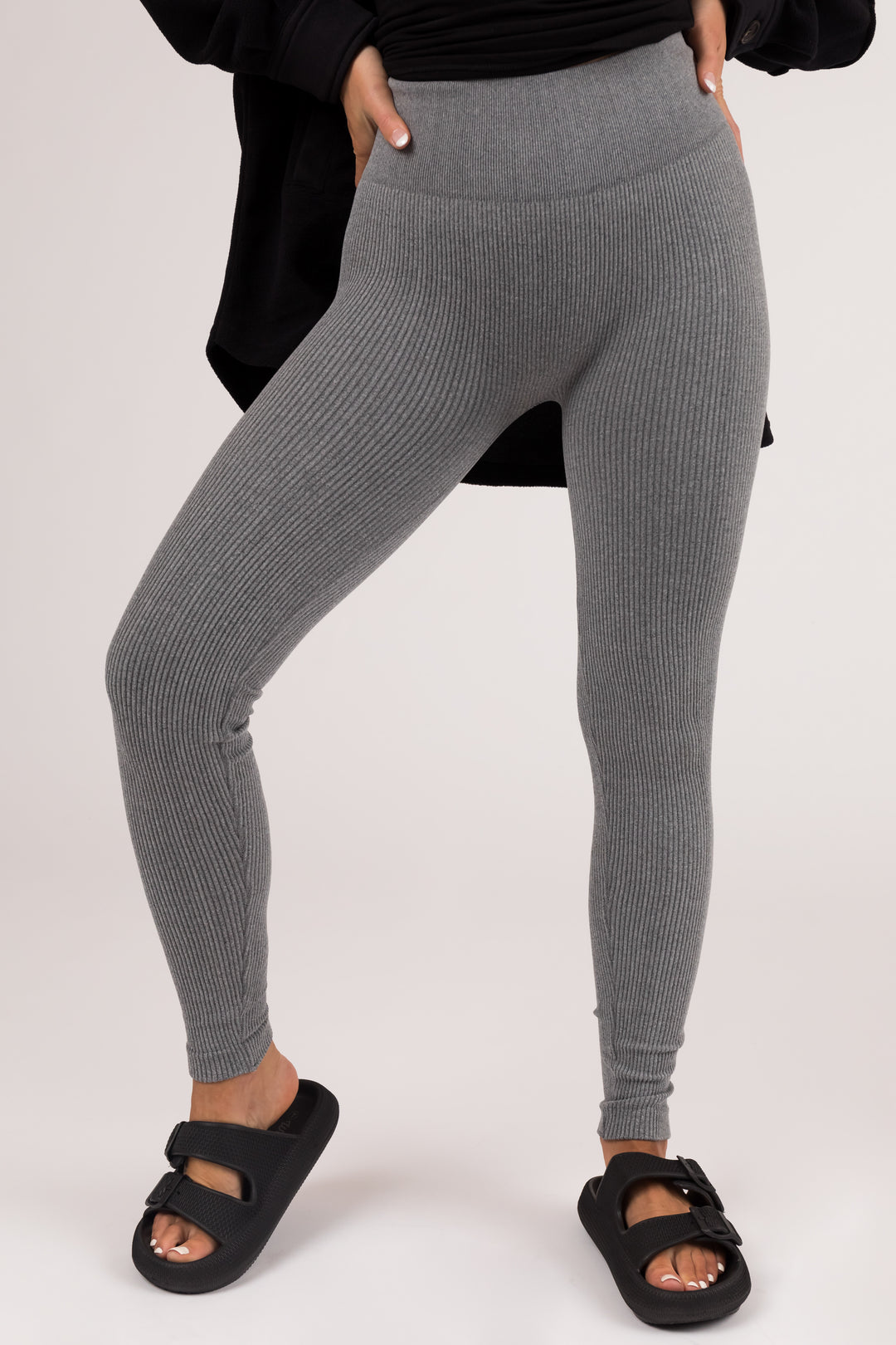 Seamless Leggings for Tall Women in Black & Grey Heather XL / Tall / Black & Grey Heather