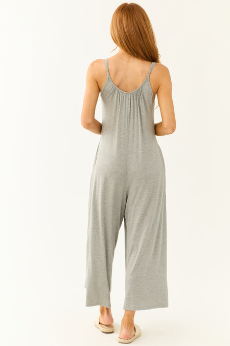 Heather Grey Sleeveless Loose Fit Soft Jumpsuit