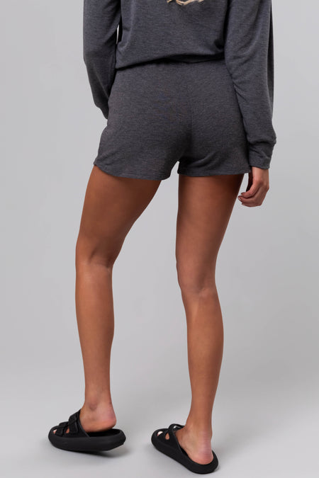 Heathered Charcoal Soft Knit Elastic Shorts