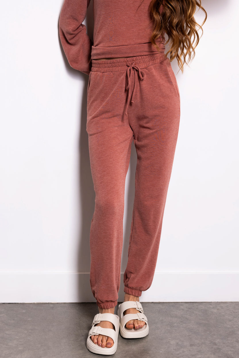 Heathered Rust Soft Knit Sweatpants