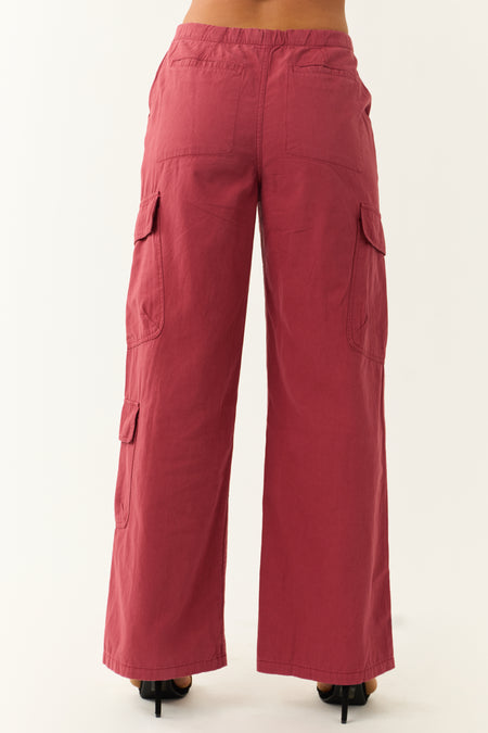 Hibiscus Mid Rise Wide Leg Cargo Pants