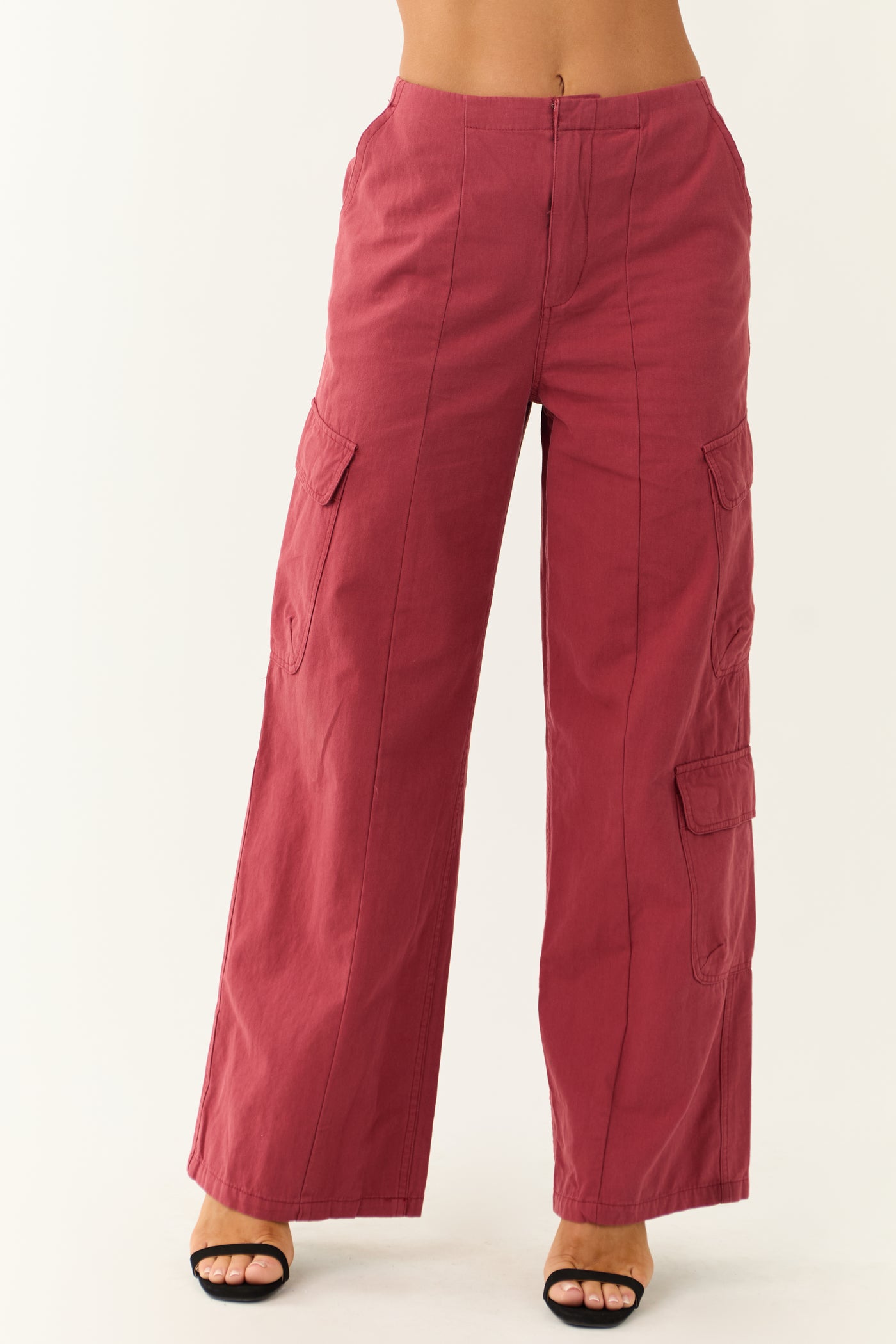 Hibiscus Mid Rise Wide Leg Cargo Pants