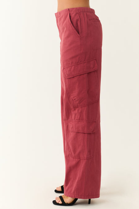 Hibiscus Mid Rise Wide Leg Cargo Pants