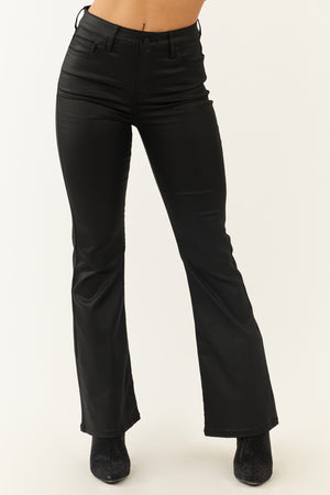 Hidden Black Coated High Rise Ankle Flare Jeans