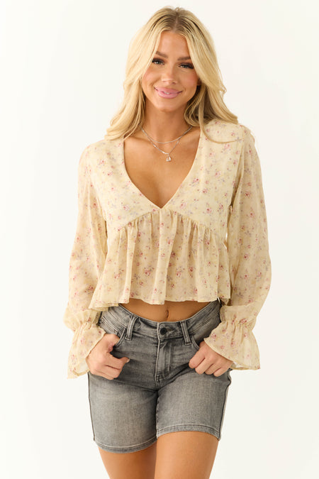 Honeysuckle Floral Print Long Sleeve Top