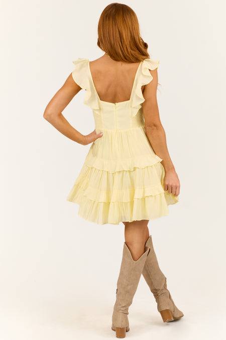 Honeysuckle Flutter Strap Tiered Babydoll Mini Dress