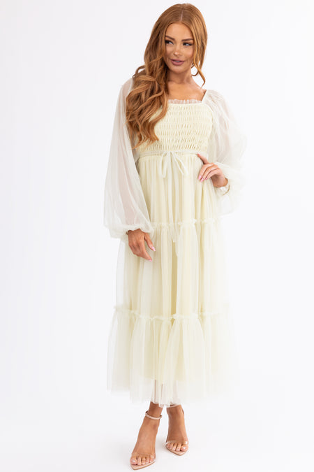 Honeysuckle Long Sleeve Tiered Maxi Dress