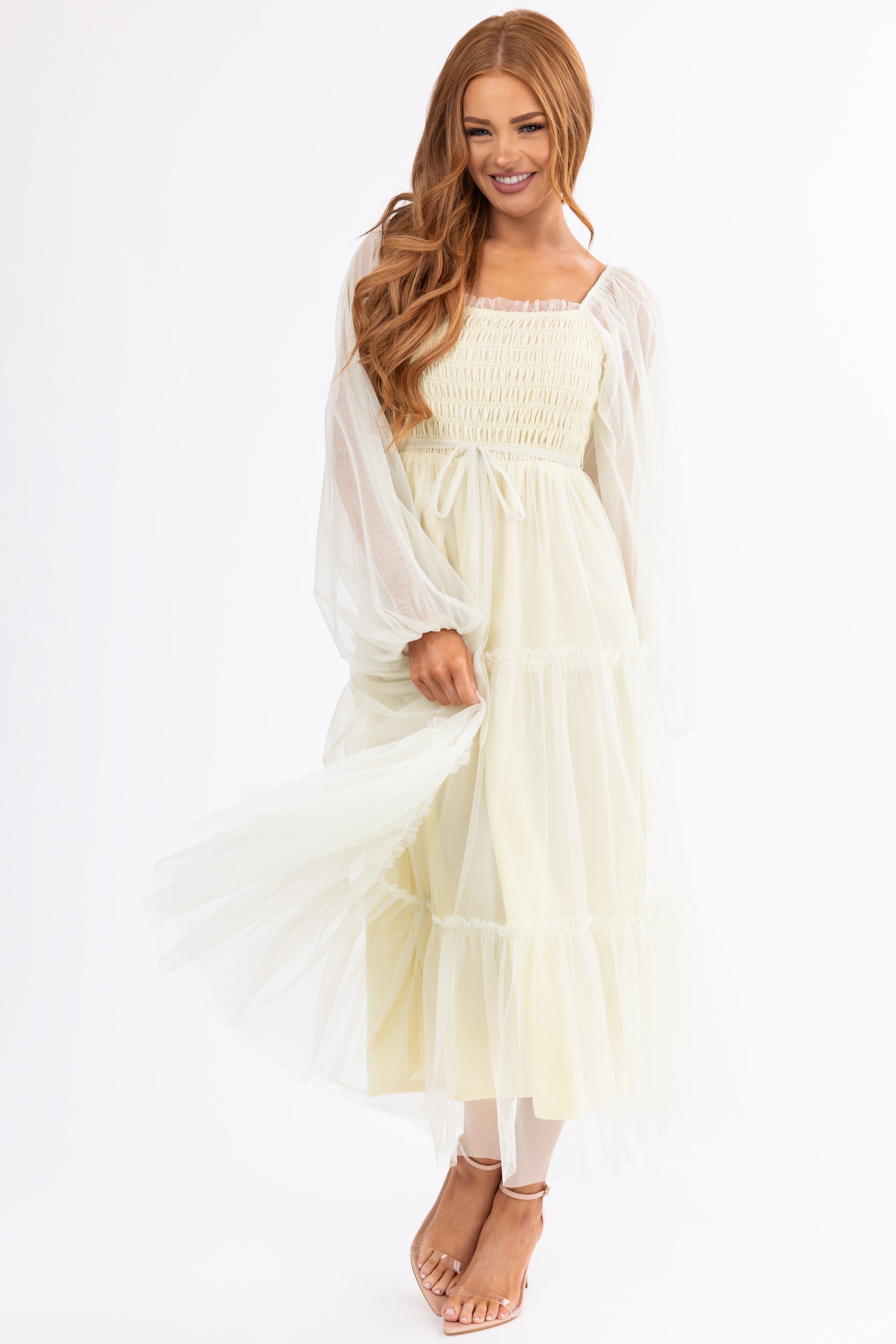 Honeysuckle Long Sleeve Tiered Maxi Dress | Lime Lush Boutique