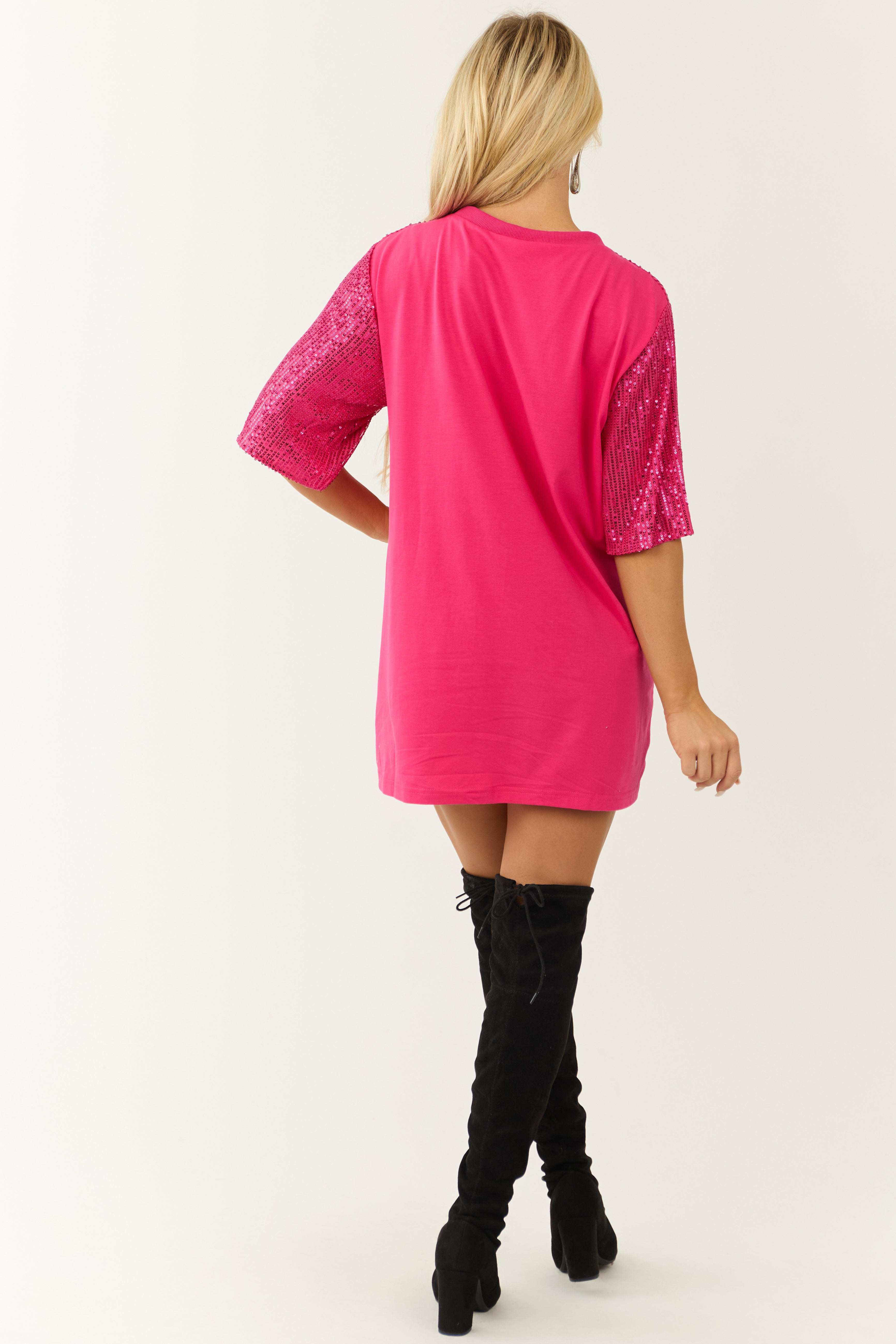 Hot Pink Nutcracker Sequin Tee Shirt Dress