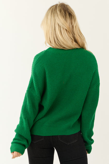 Hunter Green 'Merry' Long Sleeve Sweater