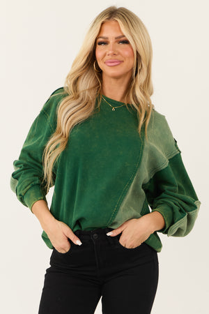 Hunter Green Mineral Wash Long Sleeve Sweatshirt