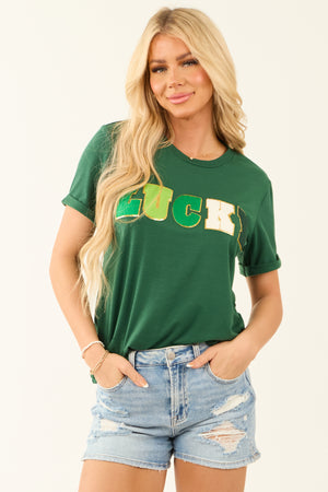 Hunter Green Textured 'Lucky' Short Sleeve Top