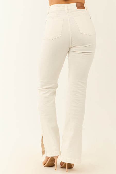 Judy Blue Ivory Stretchy Slit Flare Jeans