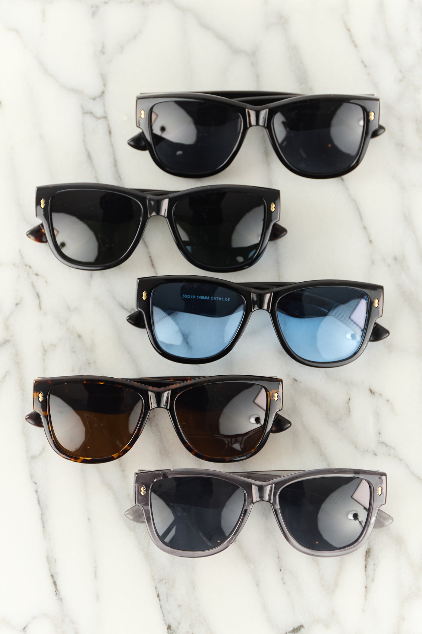 Black Round Square Frame Dark Pine Tint Sunglasses