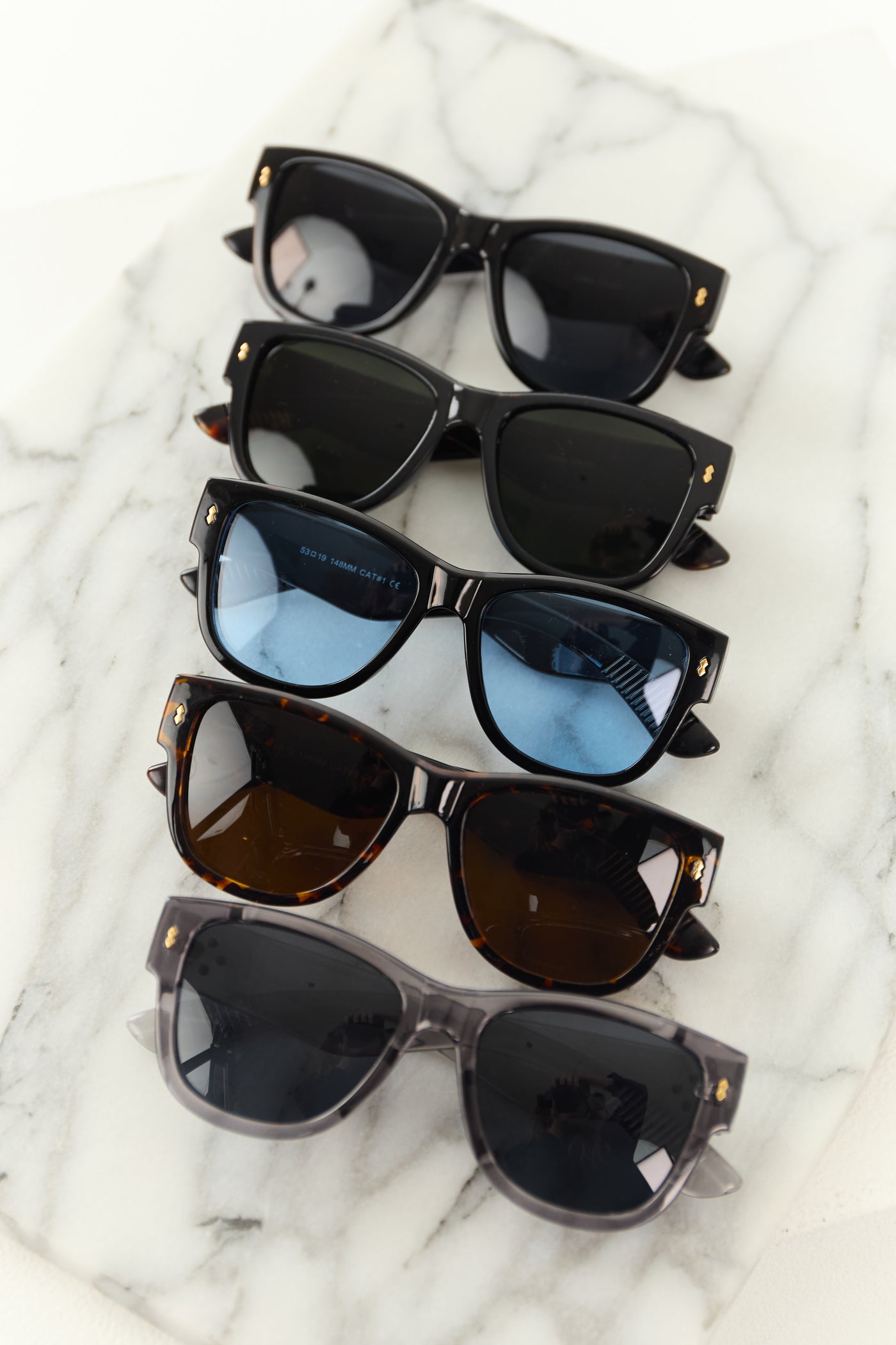 Black Round Square Frame Dark Pine Tint Sunglasses