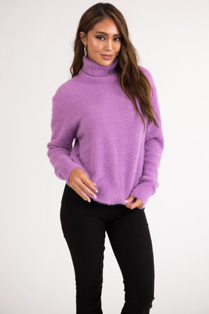 Iris Fuzzy Long Sleeve Turtleneck Sweater