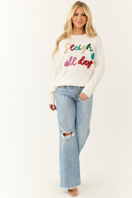 Ivory 'Sleigh All Day' Tinsel Graphic Sweater