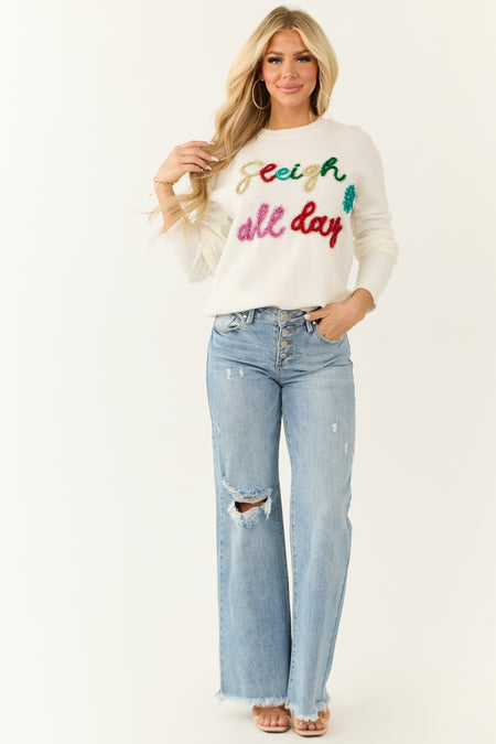 Ivory 'Sleigh All Day' Tinsel Graphic Sweater