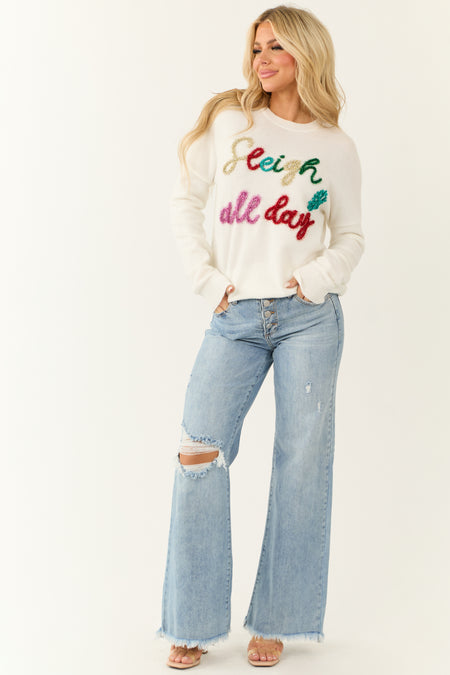 Ivory 'Sleigh All Day' Tinsel Graphic Sweater