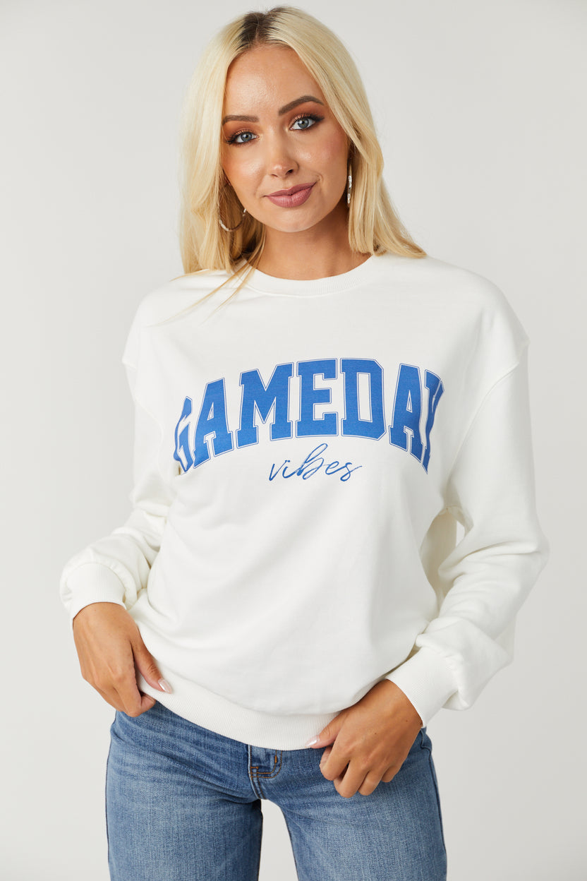 Ivory and Sapphire 'GameDay Vibes' Graphic Sweatshirt