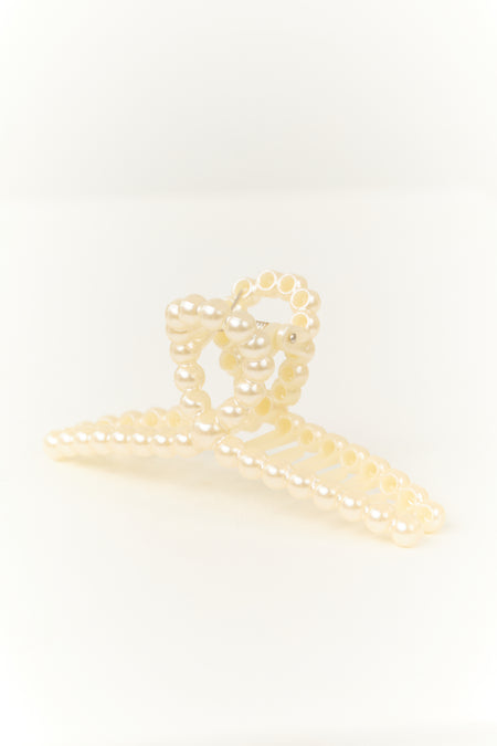 Ivory Pearl Lined Claw Hair Clip