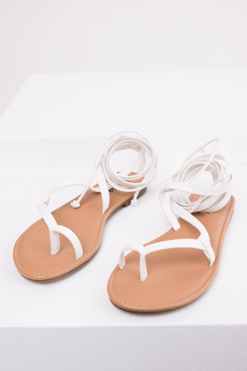 Ivory Strappy Open Toe Flat Sandal