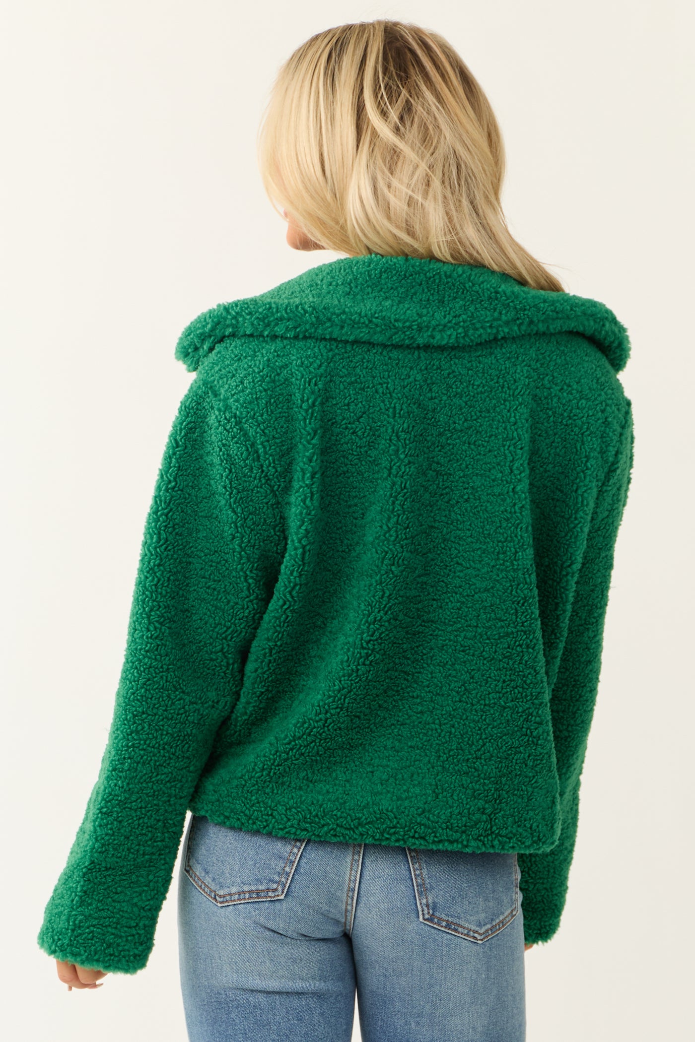 Jade Faux Fur Snap Button Down Collared Jacket