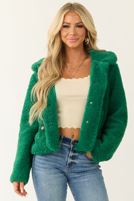 Jade Faux Fur Snap Button Down Collared Jacket